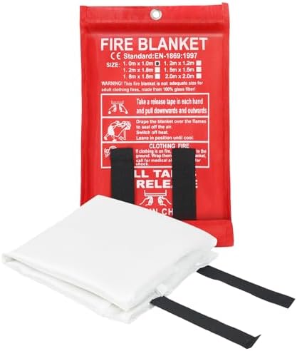 Luyena Emergency Fire Blanket, 1 Pack Fire Blanket, Fire Protection Blanket, 40” x 40”Fire Extinguisher Blanket for Home, Kitchen, School