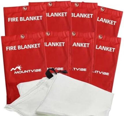 MOUNTVIBE Fire Blanket Emergency for Kitchen, 8 Pack Flame Retardant Blanket for Home, School, Fireplace, Grill, Car, Office, Warehouse (Fiberglass, 40x40 Inches)