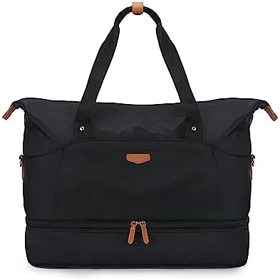 Missnine Expandable Weekender Bag for Women, Travel Duffel Bag, 50L Carry on Overnight Bag with Shoes Compartment for Travel, Gym, Labor and Delivery, Mom Hospital Bags