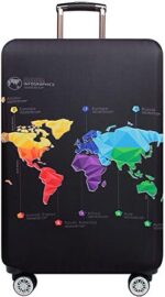 MosaiRudo Thicker Luggage Cover Elastic Suitcase Cover Protector Fits 18-32 Inch Suitcase Travel Accessories (Abstract Map, S)