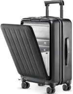 NINETYGO Carry on Luggage with Front Compartment, Airline Approved, 20-Inch Suitcases with Wheels for Trips, Men, Women, 22 X 14 X 9 Inches, Midnight Black