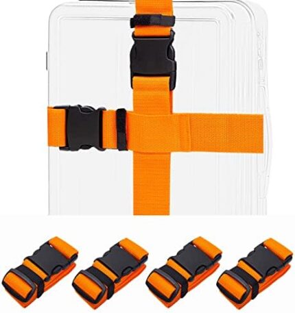 Paddychr Luggage-Straps-for Suitcase-Travel-Belt - 4 Pack Adjustable Quick Release Buckle Travel Accessories to Keep Your Suitcase Secure(Orange)