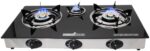 RegiisCook 3 Burner Propane Gas Cooktop,Camping Portable LPG Gas Stove, Auto Ignition Tempered Glass Countertop with regulator for Outdoor Kitchen,Camping,RV