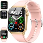 Smart Watch for Men Women, 1.85" Smartwatch (Answer/Make Call), IP68 Waterproof Fitness Tracker, 100+ Sport Modes, Heart Rate Monitor, Sleep Monitor, Pedometer, Smartwatches for Android iOS, Gold Pink