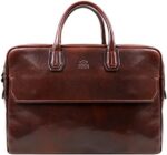 Time Resistance Leather Briefcase - Full Grain Leather Laptop Bag up to 17" for Men and Women