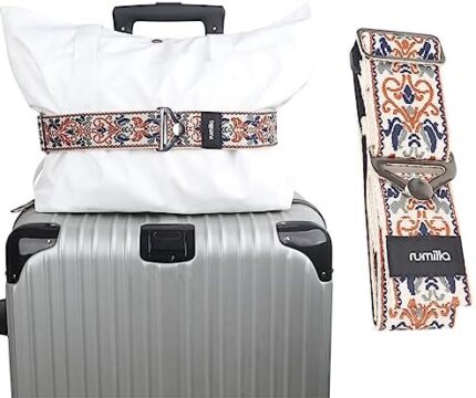 Travel Belt for Luggage Over Handle, Adjustable Travel Luggage Belt Strap for Suitcase Add a Bag, Suitcase Strap Travel Accessories,Luggage Strap with Exquisite Embroidery (Yellow)