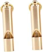 Unomor 2pcs survival whistle gold keychain retro keychain survival equipment safety whistle brass whistle whistle for camping emergency whistle outdoor Survive