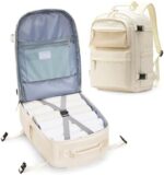 WEPLAN Travel Backpack for Women,Waterproof Carry on Backpack,Personal Item Travel Bag Flight Approved, with USB Charging Port,beige