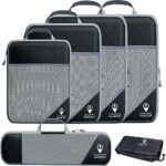 Ways of the Wanderlust 5 Compression Packing Cubes for Travel w/Shoe Bag (6 Piece Set) - Expandable Travel Compression Bags for Packing - Suitcases, Backpack & Luggage Compression Cubes (Black)