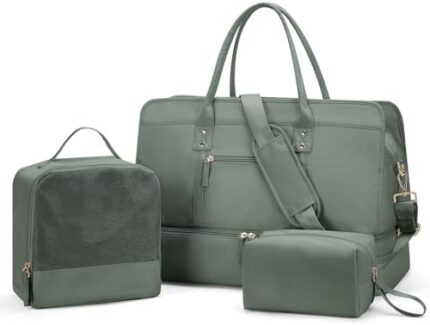 Weekender Bags for Women Travel, Travel Bag with Shoe Compartment, Overnight Duffel Bag with Wet Pocket & Trolley Sleeve