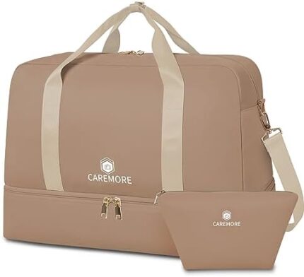 Weekender Bags for Women Travel,Duffle Bag for Men Travel with Shoe Compartment,Personal Item Bag for Airlines,Overnight Bags Carry On Tote Bag Gym Bag 21’’(Brown)