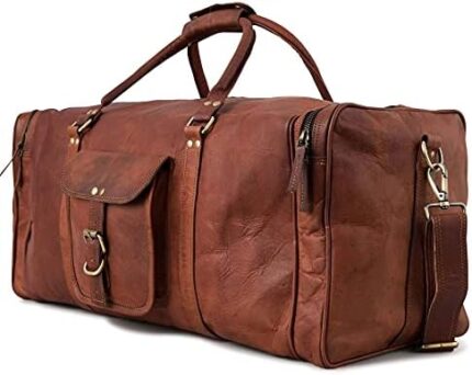 Berliner Bags Vintage Leather Duffle Bag New York for Travel or the Gym, Overnight Bag for Men and Women (Brown XXL)