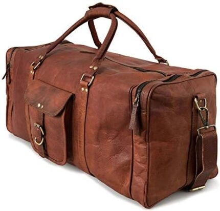 Berliner Bags Vintage Leather Duffle Bag New York for Travel or the Gym, Overnight Bag for Men and Women (Brown XL)