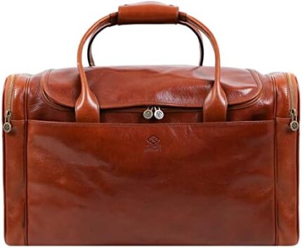 Leather Duffel Bag Weekend Bag Gym Large Travel Bag - Time Resistance