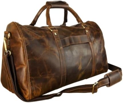 Leather Duffle Bag For Travel Bag Men Women Overnight Bag Big Duffel Weekender Bags Carry On Travel Duffle Bags for Men Large Duffle Luggage Traveling Sports Gym Full Grain Genuine Leather Bag - ELIZO