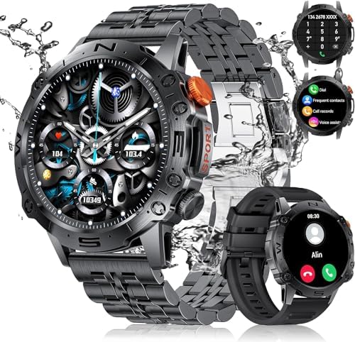 Military Smart Watch for Men(Answer/Dial Calls),1.43" AMOLED Always-on Display,Fitness Tracker Military Smart Watch for Men(Answer/Dial Calls),1.43" AMOLED Always-on Display,Fitness Tracker 126+ Sports Modes/IP68/Heart Rate/Sleep/SpO2/Blood Pressure,Tactical Outdoor Rugged Watch for iOS Android