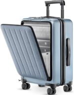 NINETYGO Carry on Luggage with Front Compartment, Airline Approved, 20-Inch Suitcases with Wheels for Trips, Men, Women, 22 X 14 X 9 Inches (Plein Air Blue)