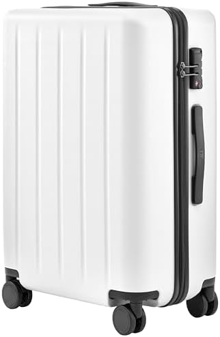 NINETYGO Hardside 24-Inch Luggage, Spinner Suitcases with Wheels for Travel, Vacations, Lightweight Checked Luggage with TSA Lock, 26 x 18 x 10 (Solid White, Danube Plus)