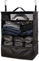 SJEhome Portable Hanging Travel Shelves Bag Multiple Compartments Packing Cube Organizer Space Saver Suitcase Storage Large Capacity Travel Luggage Organizer