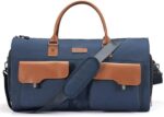 STOVER Convertible Garment Bag 15G, Carry on Travel Duffel Bag with Front Pockets Shoe Compartment for Men Women - 2 in 1 Hanging Suit Bag (Blue)