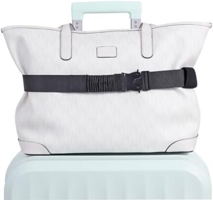 Vigorport Travel Belt for Luggage Over Handle - Elastic & Adjustable Add a Bag Luggage Strap for Carry On Bag - Airport Travel Accessories for Women & Men (45 inch, Black x 1 Pack)