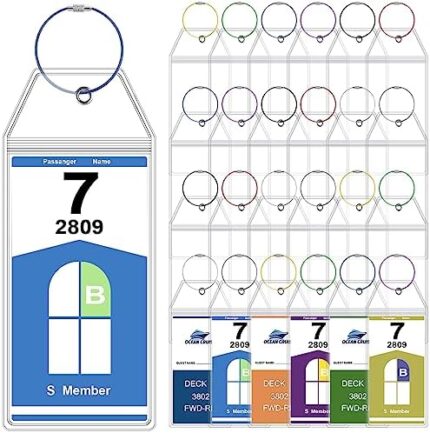 Woanger 24 Pack Cruise Luggage Tags for Cruise Ships Carnival Cruise Essentials Clear Suitcase Tags Holder Seal with Steel Loops for Carnival Cruise Travel Accessories